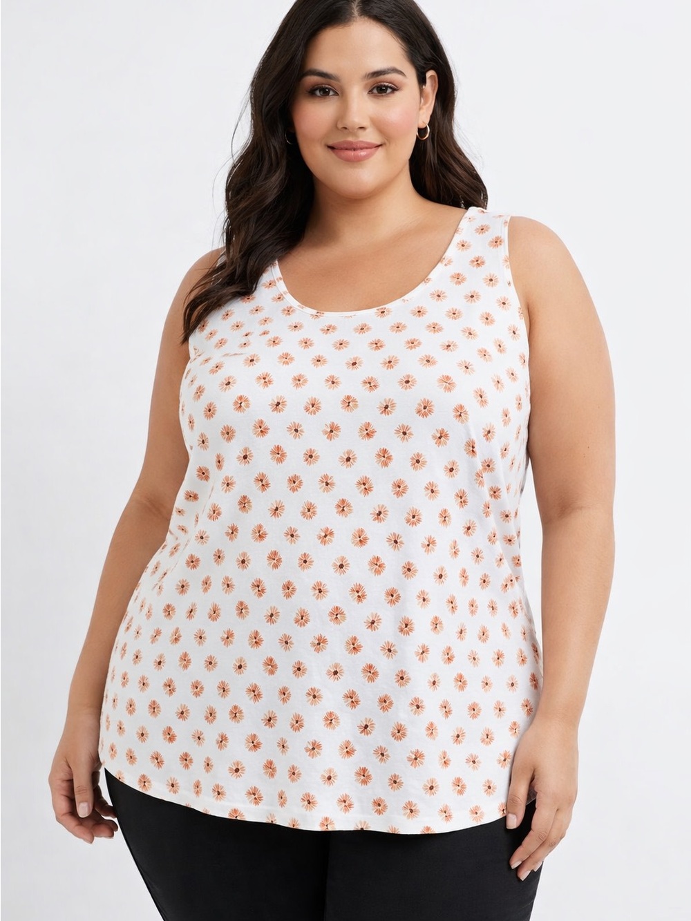5/$25 Lily Morgan Cute Sunflower Print Tank Top Size 1X